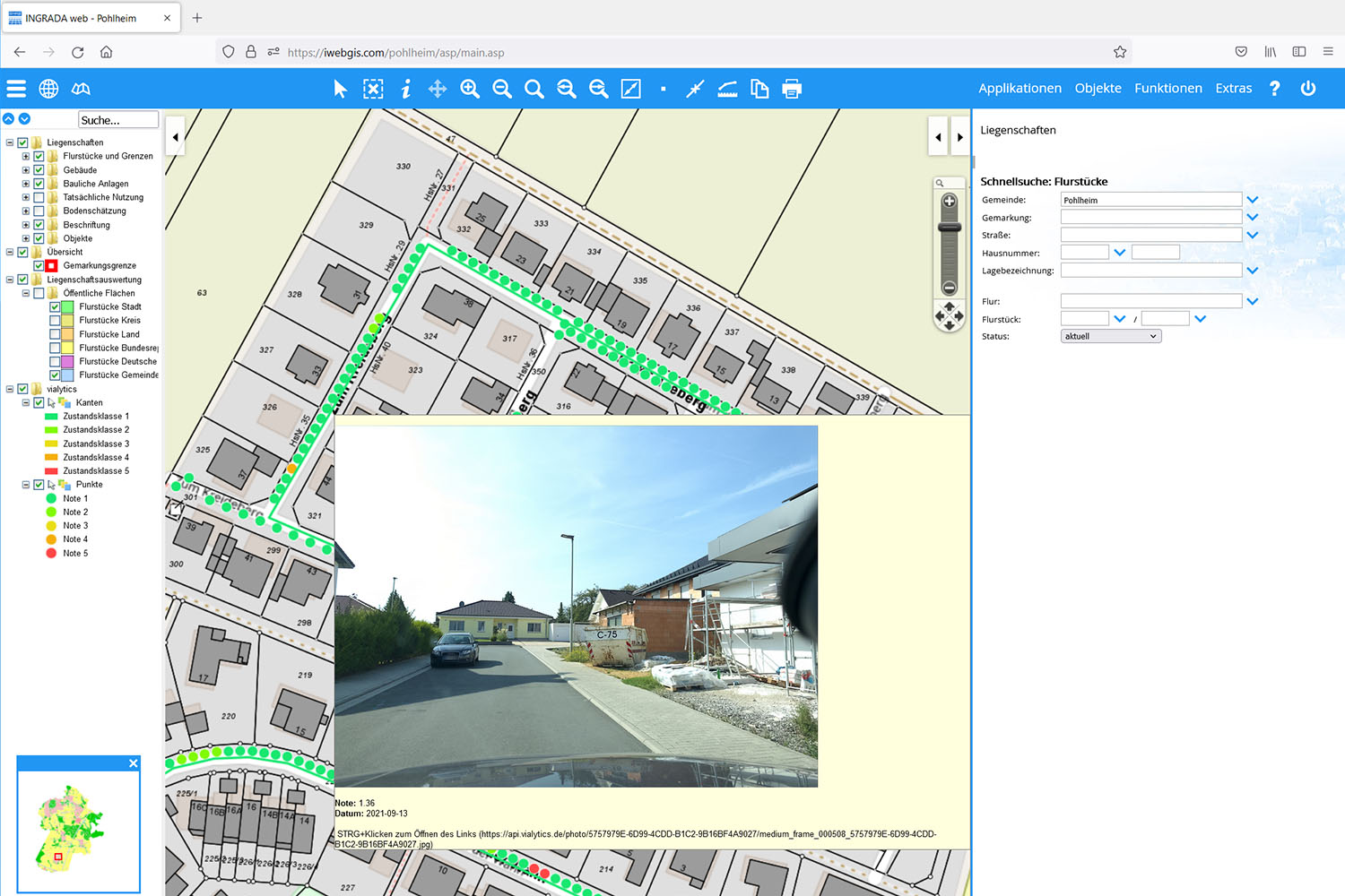 Ein screenshot von dem Ingrada system welches mit vialytics zusammenarbeitet für eine bessere Verkehrssicherheit